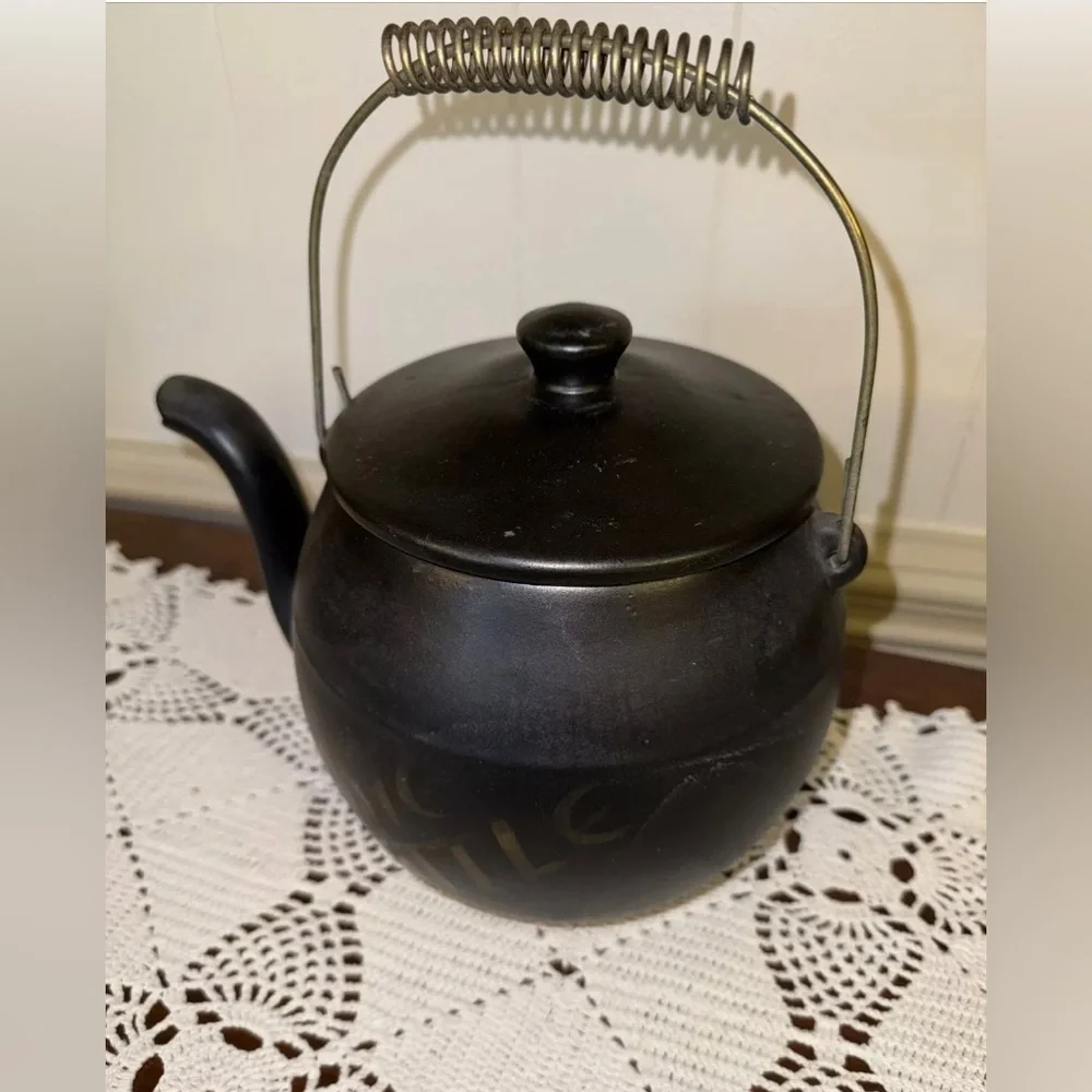Vintage 1960's McCoy Kookie Kettle Black Tea Pot Cookie Jar Ceramic USA